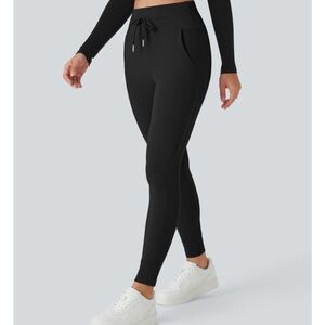 HALARA Softly Slim Black High Waisted Drawstring Joggers with Ankle Cuffs XS